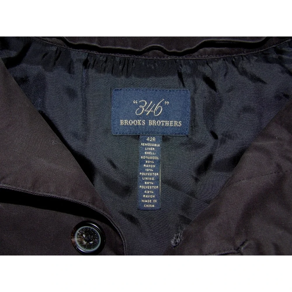 Brooks‎ Brothers 346 Black Removeable Liner Button Up Overcoat Men's 42